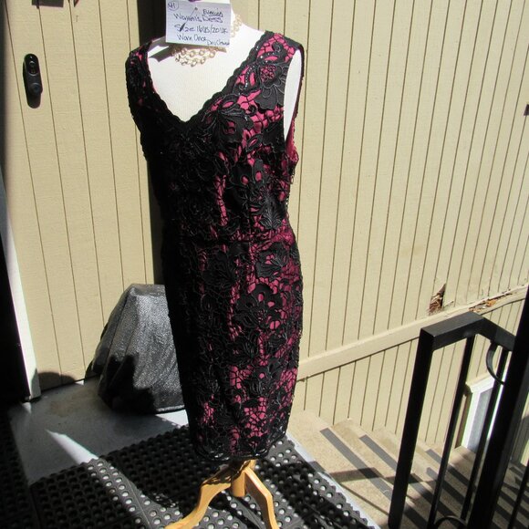 Monsoon Dresses & Skirts - #41  WOMEN'S BLACK LACE EMBROIDERED BURGUNDY DRESS BY MONSOON (SIZE 16US / 20UK)